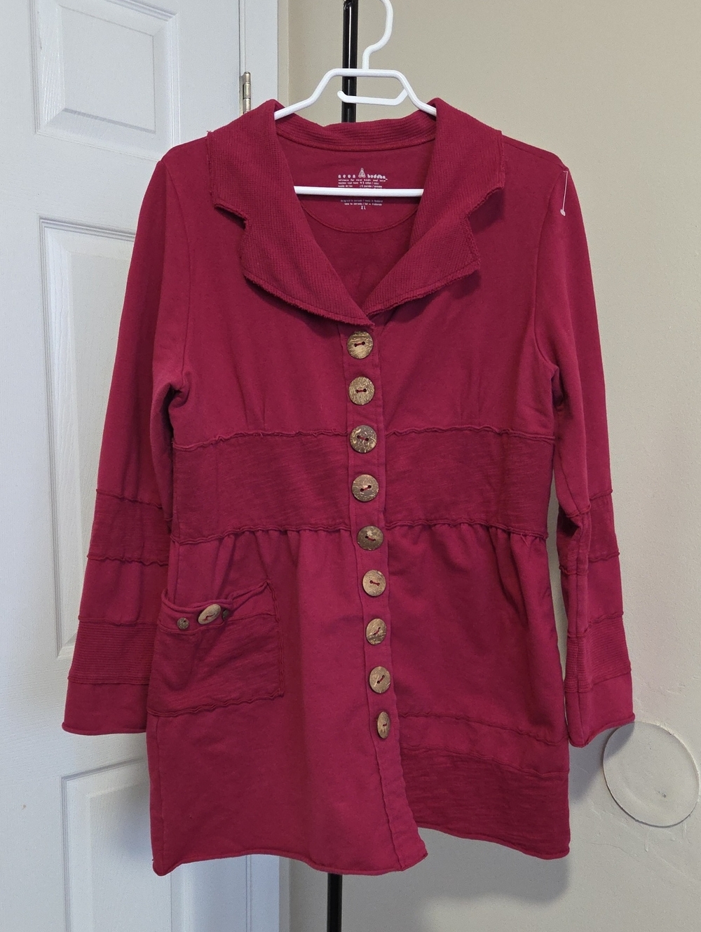Neon Budhha Crimson Button-Front Tunic Jacket